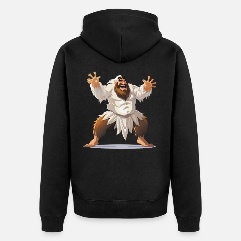 Guerrier yéti en pagne blanc - Veste à capuche bio Premium Unisexe - noir