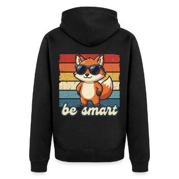 Funny Fox Be Smart Shirt Gift Idea - Unisex Premium Organic Zip Hoodie - black - Back - Nico (187cm)