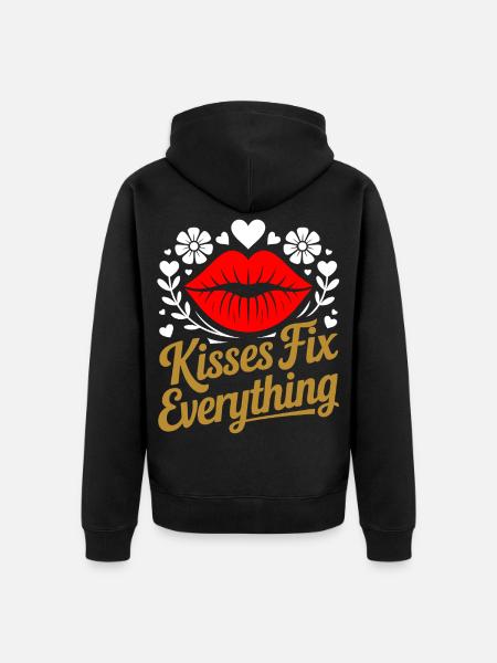 Kisses heal everything - Unisex Premium Organic Zip Hoodie - black