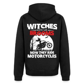 Witch Motorcycle Ride Shirt - Unisex Premium Organic Zip Hoodie - black - Back - Nico (187cm)