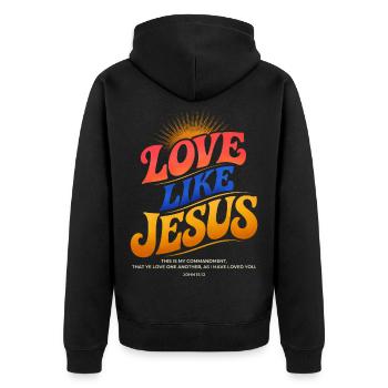 T-shirt Jésus : Amour comme Jésus Cadeau chrétien - Veste à capuche bio Premium Unisexe - noir - Dos - Nico (187cm)