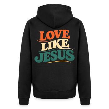 T-shirt Jésus : Amour comme Jésus Cadeau chrétien - Veste à capuche bio Premium Unisexe - noir - Dos - Nico (187cm)