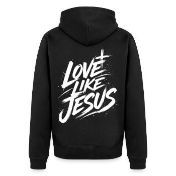 T-shirt Jésus : Amour comme Jésus Cadeau chrétien - Veste à capuche bio Premium Unisexe - noir - Dos - Nico (187cm)