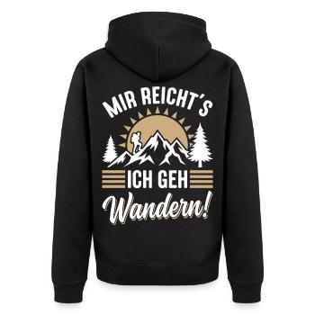Mir_Reichts ich gehe Wandern lustige Berg Sprüche - Unisex Premium Bio Zip Hoodie - Schwarz - Hinten - Nico (187cm)