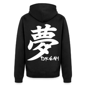 Le mot rêve en japonais (blanc) - Veste à capuche bio Premium Unisexe - noir - Dos - Nico (187cm)