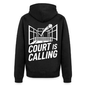 Court is Calling Padel Tennis Lifestyle Sport - Unisex Premium Organic Zip Hoodie - black - Back - Nico (187cm)