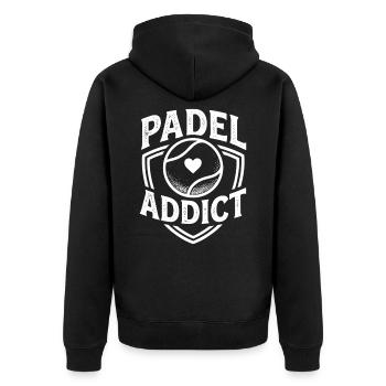Padel Addict Sport Passion Lifestyle - Unisex Premium Organic Zip Hoodie - black - Back - Nico (187cm)