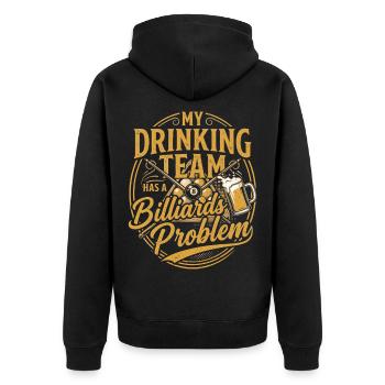 Billard Bier Lustig Shirt Geschenk Spieler Humor - Unisex Premium Bio Zip Hoodie - Schwarz - Hinten - Nico (187cm)