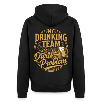 Darts Bier Shirt Lustig Geschenk Dartspieler - Unisex Premium Bio Zip Hoodie - Schwarz - Hinten - Nico (187cm)