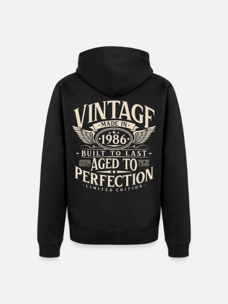 Vintage 1986 Vintage Birthday Retro Gift - Unisex Premium Organic Zip Hoodie - black