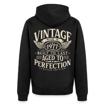1977 Vintage Vintage Rétro Cadeau d’anniversaire - Veste à capuche bio Premium Unisexe - noir - Dos - Nico (187cm)