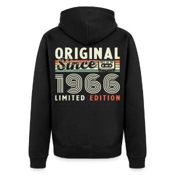 1966 Vintage Retro Geburtstagsgeschenk - Unisex Premium Bio Zip Hoodie - Schwarz - Hinten - Nico (187cm)