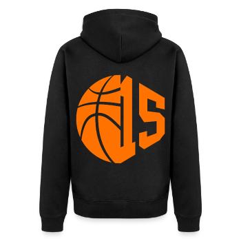 NUMBER 15 BASKETBALL 15TH BIRTHDAY - Unisex Premium Organic Zip Hoodie - black - Back - Nico (187cm)