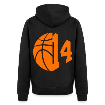 NUMÉRO 14 BASKETBALL 14E ANNIVERSAIRE - Veste à capuche bio Premium Unisexe - noir - Dos - Nico (187cm)