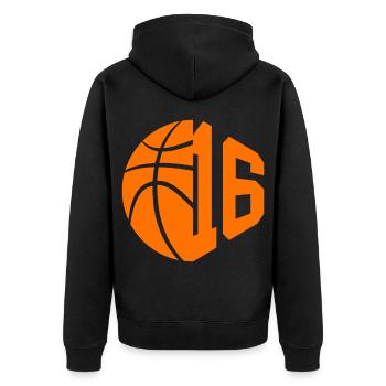 NUMÉRO 16 BASKETBALL 16E ANNIVERSAIRE - Veste à capuche bio Premium Unisexe - noir - Dos - Nico (187cm)