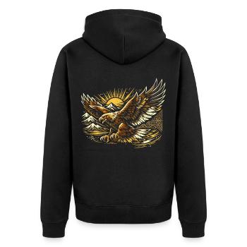 Majestätischer Steinadler Kasach - Unisex Premium Bio Zip Hoodie - Schwarz - Hinten - Nico (187cm)