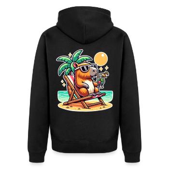 Vacances de Capybara - Veste à capuche bio Premium Unisexe - noir - Dos - Nico (187cm)