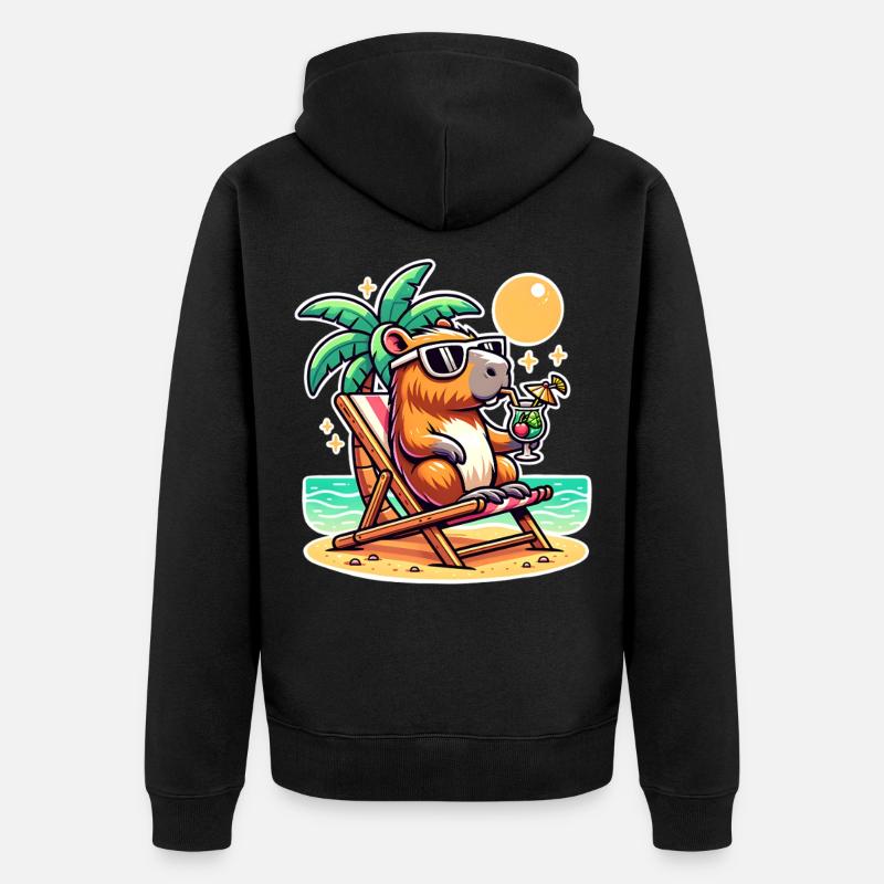 Vacances de Capybara - Veste à capuche bio Premium Unisexe - noir