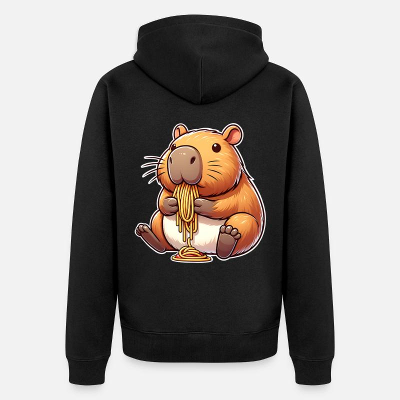Pâtes à capybara - Veste à capuche bio Premium Unisexe - noir