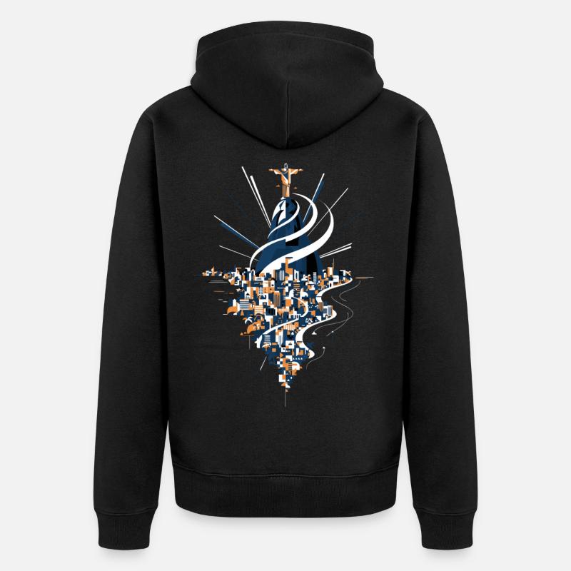 Rio de Janeiro Skyline Christusstatue - Unisex Premium Bio Zip Hoodie - Schwarz