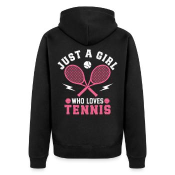 Juste une fille qui aime le tennis - Veste à capuche bio Premium Unisexe - noir - Dos - Nico (187cm)