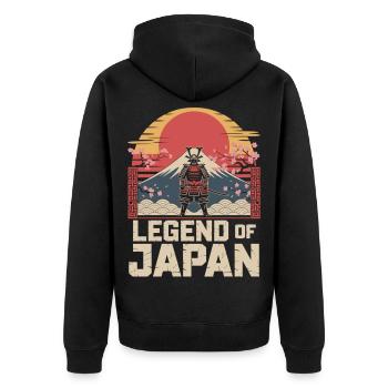 T-shirt de samouraï japonais Soleil rétro en fleurs de cerisier - Veste à capuche bio Premium Unisexe - noir - Dos - Nico (187cm)