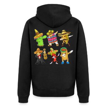 Cinco De Mayo Dabbing Charaktere Shirt - Unisex Premium Bio Zip Hoodie - Schwarz - Hinten - Nico (187cm)