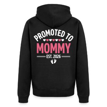 Promoted to Mom 2026 Pregnancy Design - Unisex Premium Organic Zip Hoodie - black - Back - Nico (187cm)