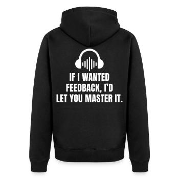Lustiger Toningenieur Audiophiler Mix & Master - Unisex Premium Bio Zip Hoodie - Schwarz - Hinten - Nico (187cm)