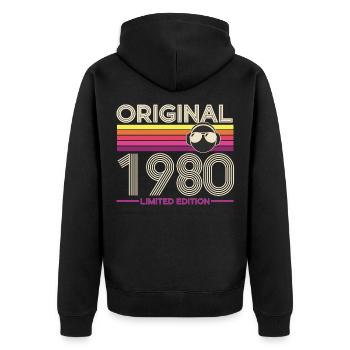 Original 1980 Édition limitée - Veste à capuche bio Premium Unisexe - noir - Dos - Nico (187cm)
