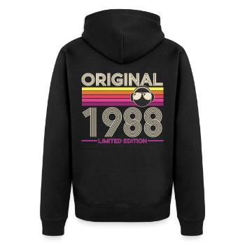 Original 1988 Retro Edition - Unisex Premium Organic Zip Hoodie - black - Back - Nico (187cm)