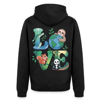Nature Love Shirt Panda Tortue Paresseuse - Veste à capuche bio Premium Unisexe - noir - Dos - Nico (187cm)