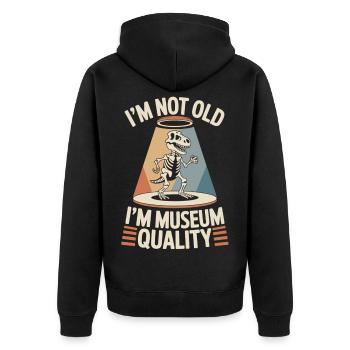 Je ne suis pas un vieux T-shirt Dinosaure Anniversaire - Veste à capuche bio Premium Unisexe - noir - Dos - Nico (187cm)