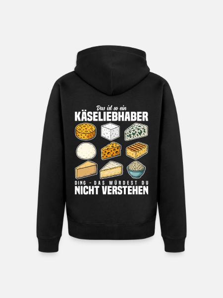 Käseliebhaber - Unisex Premium Bio Zip Hoodie - Schwarz