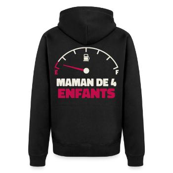 Maman de 4 Enfants Jauge Essence Humour Fatigue - Veste à capuche bio Premium Unisexe - noir - Dos - Nico (187cm)