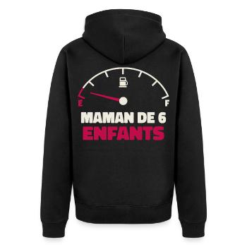 Maman de 6 Enfants Jauge Essence Humour Fatigue - Veste à capuche bio Premium Unisexe - noir - Dos - Nico (187cm)