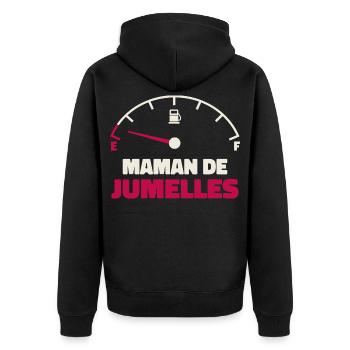 Maman de Jumelles Jauge Essence Humour Fatigue - Veste à capuche bio Premium Unisexe - noir - Dos - Nico (187cm)