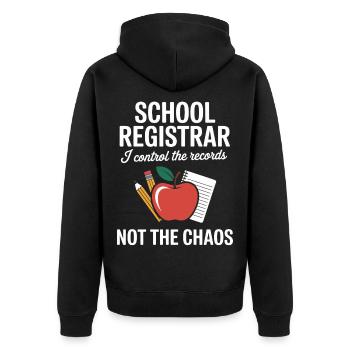 School Secretary School Administration Chaos Office School - Unisex Premium Organic Zip Hoodie - black - Back - Nico (187cm)