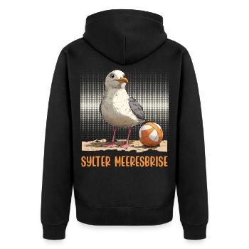 Nordsee Urlaub SYLTER MEERESBRISE Lustiges - Unisex Premium Bio Zip Hoodie - Schwarz - Hinten - Nico (187cm)