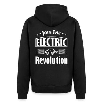 Join The Electric Revolution - Unisex Premium Organic Zip Hoodie - black - Back - Nico (187cm)