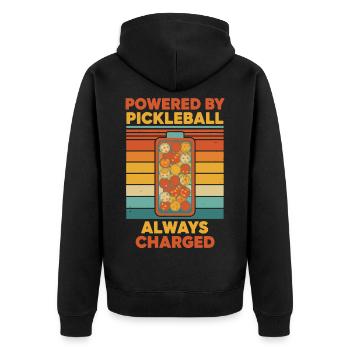 Pickleball Powered By Pickleball Always Charged - Unisex Premium Organic Zip Hoodie - black - Back - Nico (187cm)