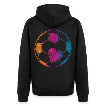 Fußball Ball Aquarell - Unisex Premium Bio Zip Hoodie - Schwarz - Hinten - Nico (187cm)