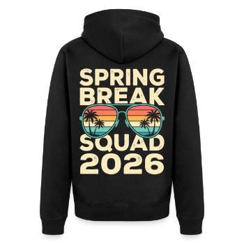 Spring Break Squad 2026 Retro Palm Tree Design - Unisex Premium Organic Zip Hoodie - black - Back - Nico (187cm)