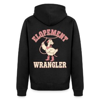 Elopement Gans Western Design - Unisex Premium Bio Zip Hoodie - Schwarz - Hinten - Nico (187cm)