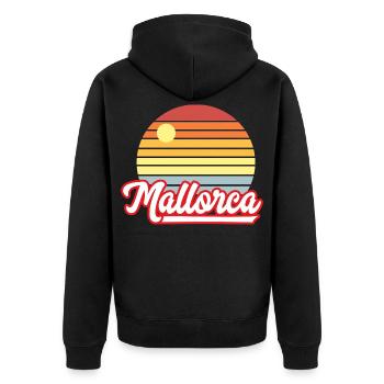 Mallorca, Holidays - Unisex Premium Organic Zip Hoodie - black - Back - Nico (187cm)