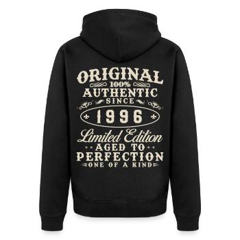 1996 Vintage Cadeau D'anniversaire Homme Femme - Veste à capuche bio Premium Unisexe - noir - Dos - Nico (187cm)
