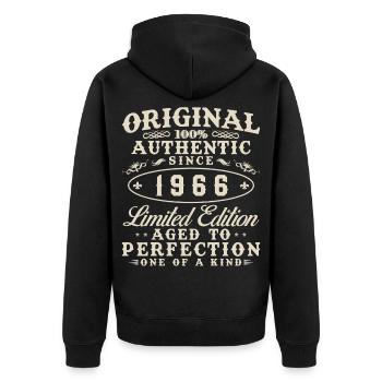 1966 Vintage Retro Geburtstagsgeschenk - Unisex Premium Bio Zip Hoodie - Schwarz - Hinten - Nico (187cm)