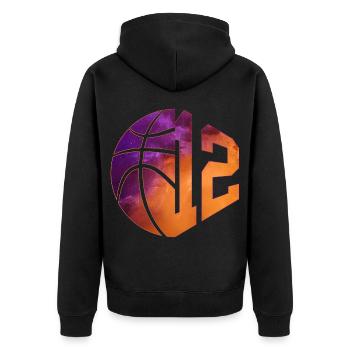 NUMÉRO 12 : 12E ANNIVERSAIRE DE BASKET-BALL - Veste à capuche bio Premium Unisexe - noir - Dos - Nico (187cm)