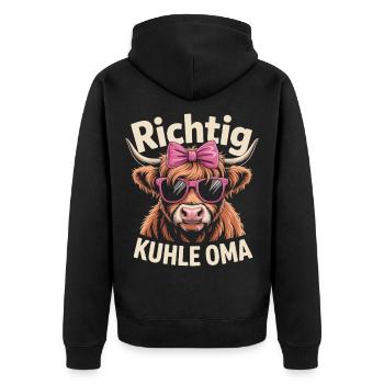 Muttertag Richtig Kuhle Oma - Beste Großmutter - Unisex Premium Bio Zip Hoodie - Schwarz - Hinten - Nico (187cm)