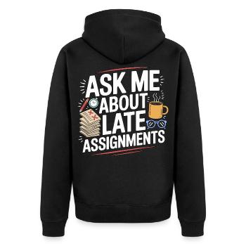 Professeur de lycée Demandez-moi des sujets de la matière - Veste à capuche bio Premium Unisexe - noir - Dos - Nico (187cm)